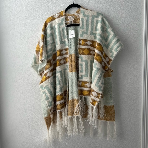 NWT Free People Diamondback Oversized Poncho knit Sweater OS - Picture 3 of 6